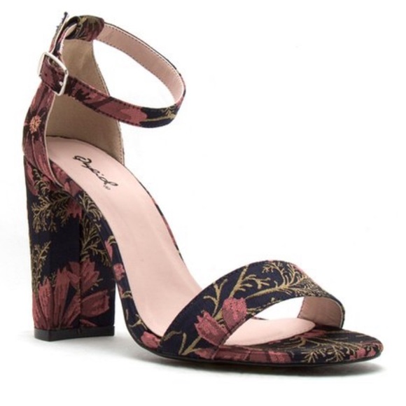 mauve block heel sandals